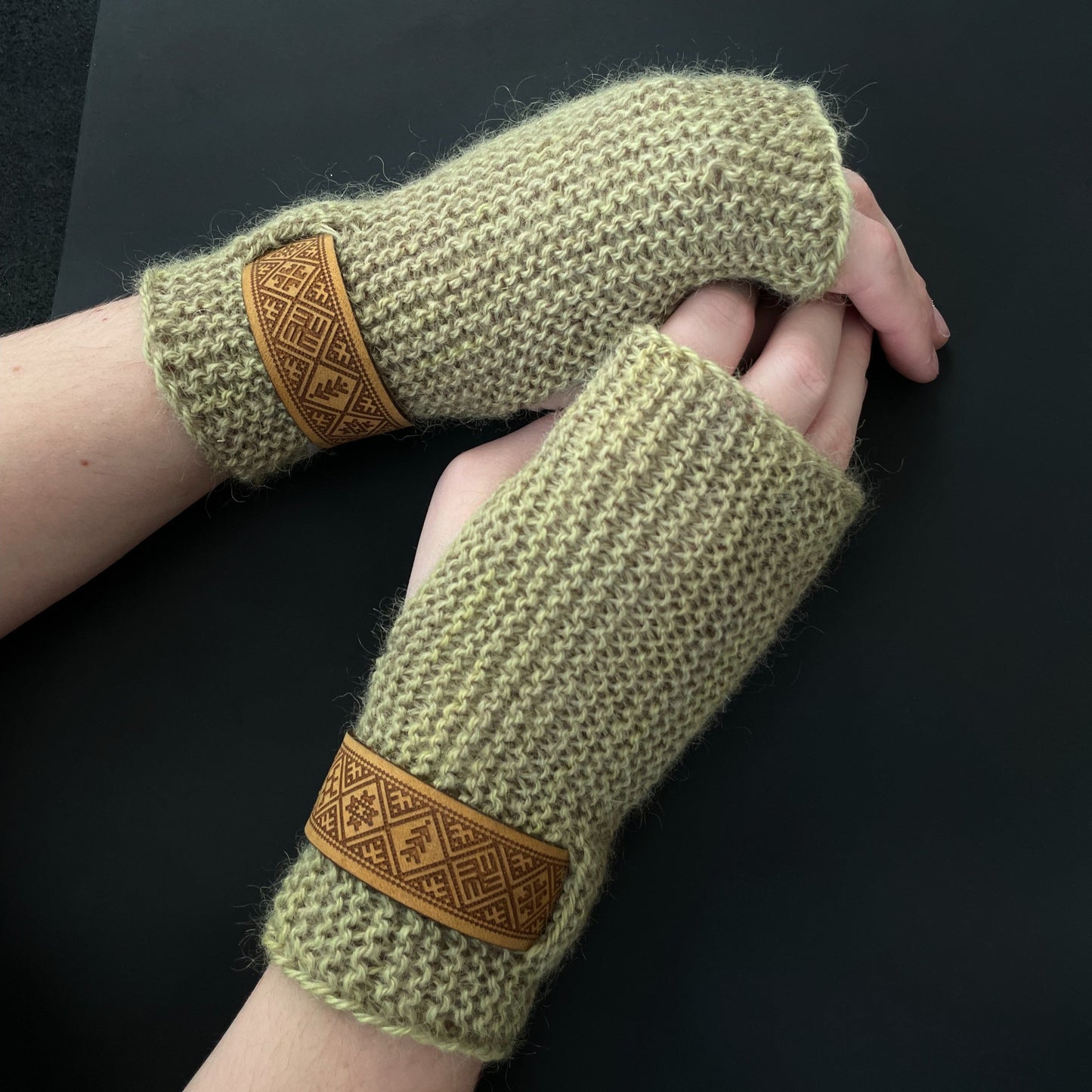 Natural wool wrist warmers